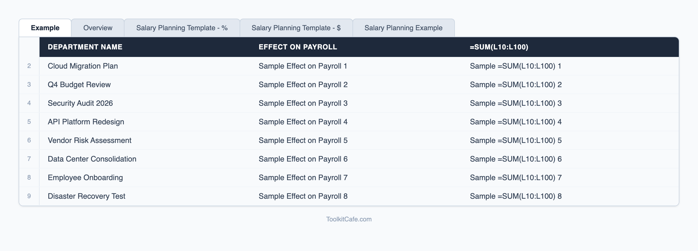 Salary Planning Template preview