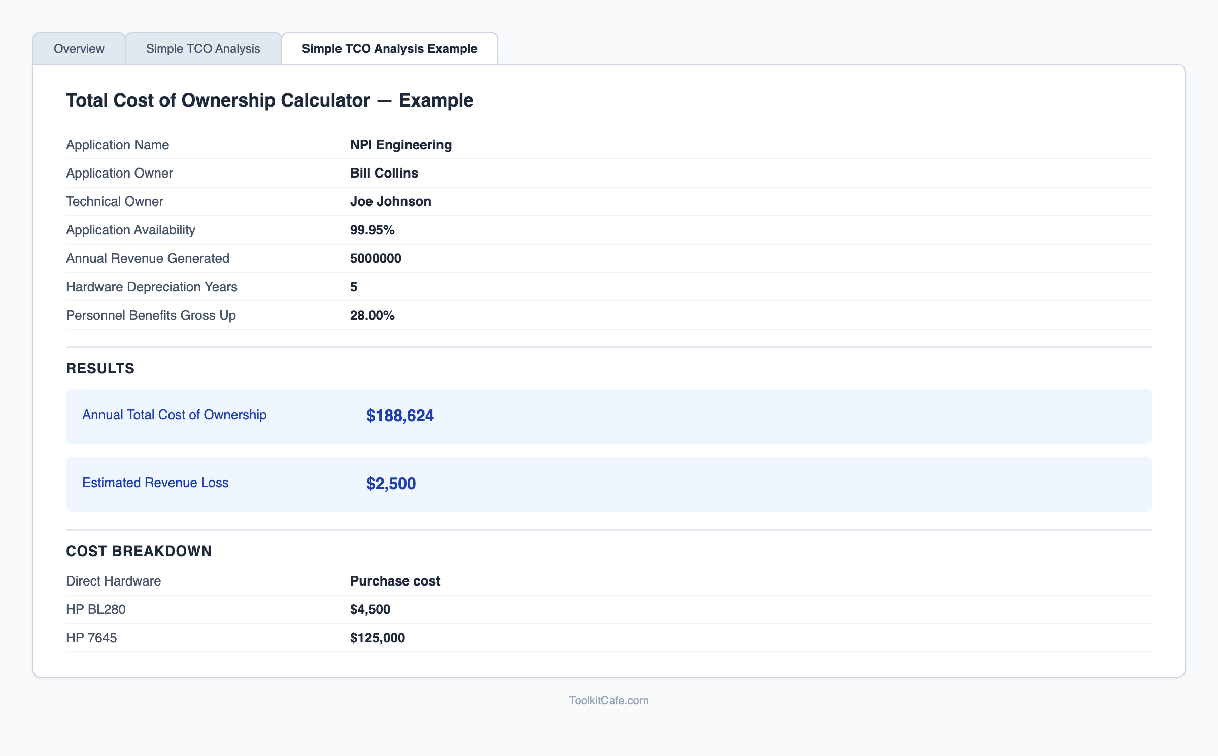 Total Cost of Ownership Template preview